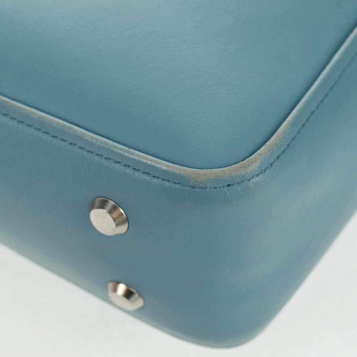 BALENCIAGA Triangle S Hand Bag Leather 2way Light Blue Silver 476975 Auth 161230