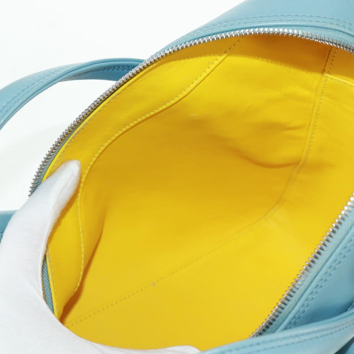 BALENCIAGA Triangle S Hand Bag Leather 2way Light Blue Silver 476975 Auth 161230