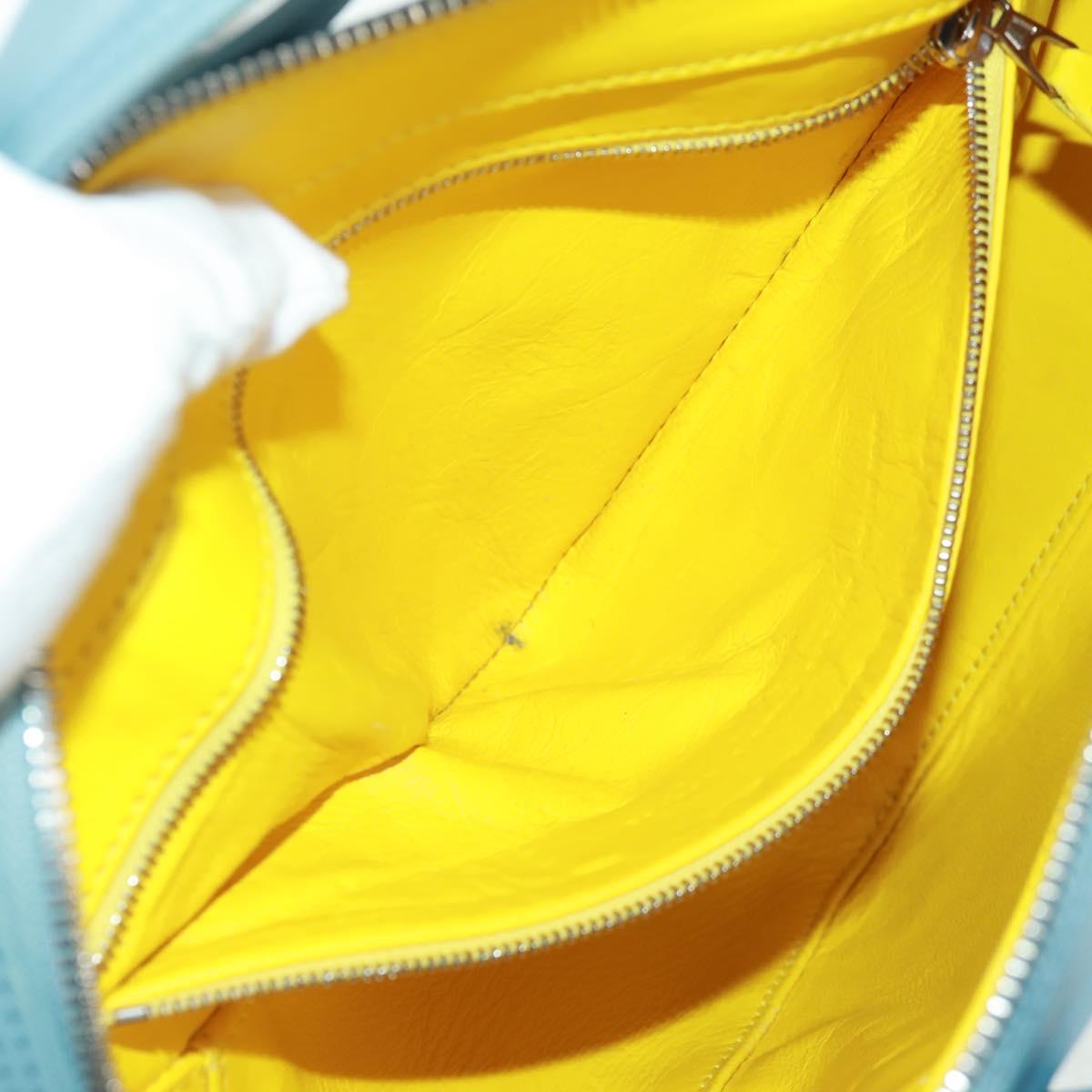 BALENCIAGA Triangle S Hand Bag Leather 2way Light Blue Silver 476975 Auth 161230