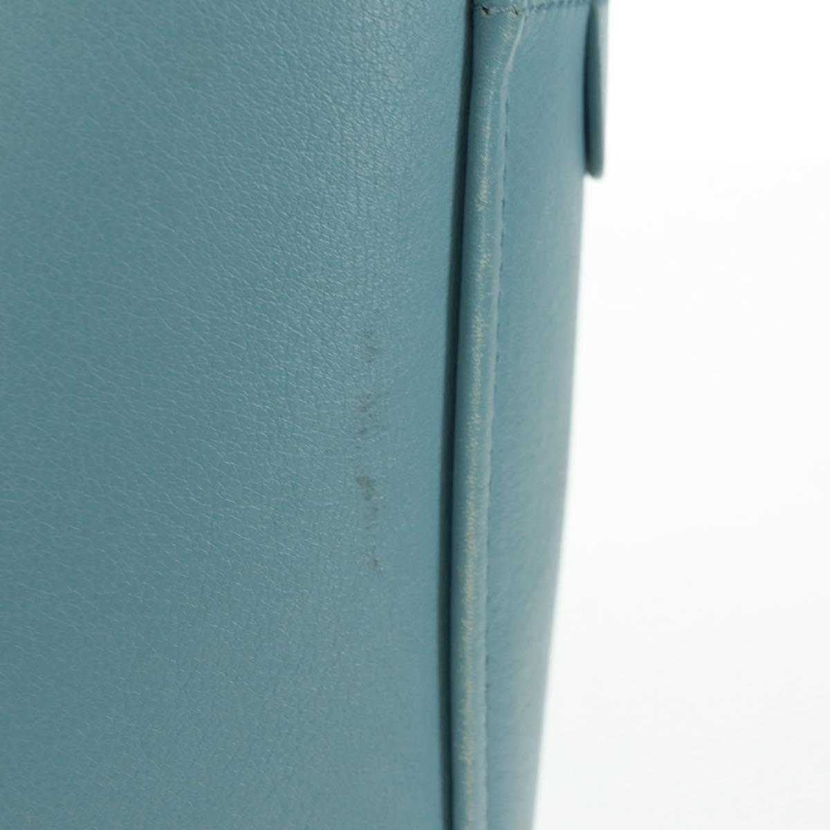 BALENCIAGA Triangle S Hand Bag Leather 2way Light Blue Silver 476975 Auth 161230