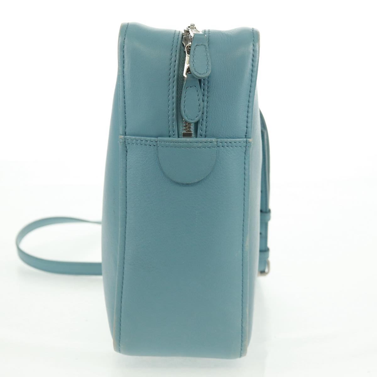 BALENCIAGA Triangle S Hand Bag Leather 2way Light Blue Silver 476975 Auth 161230