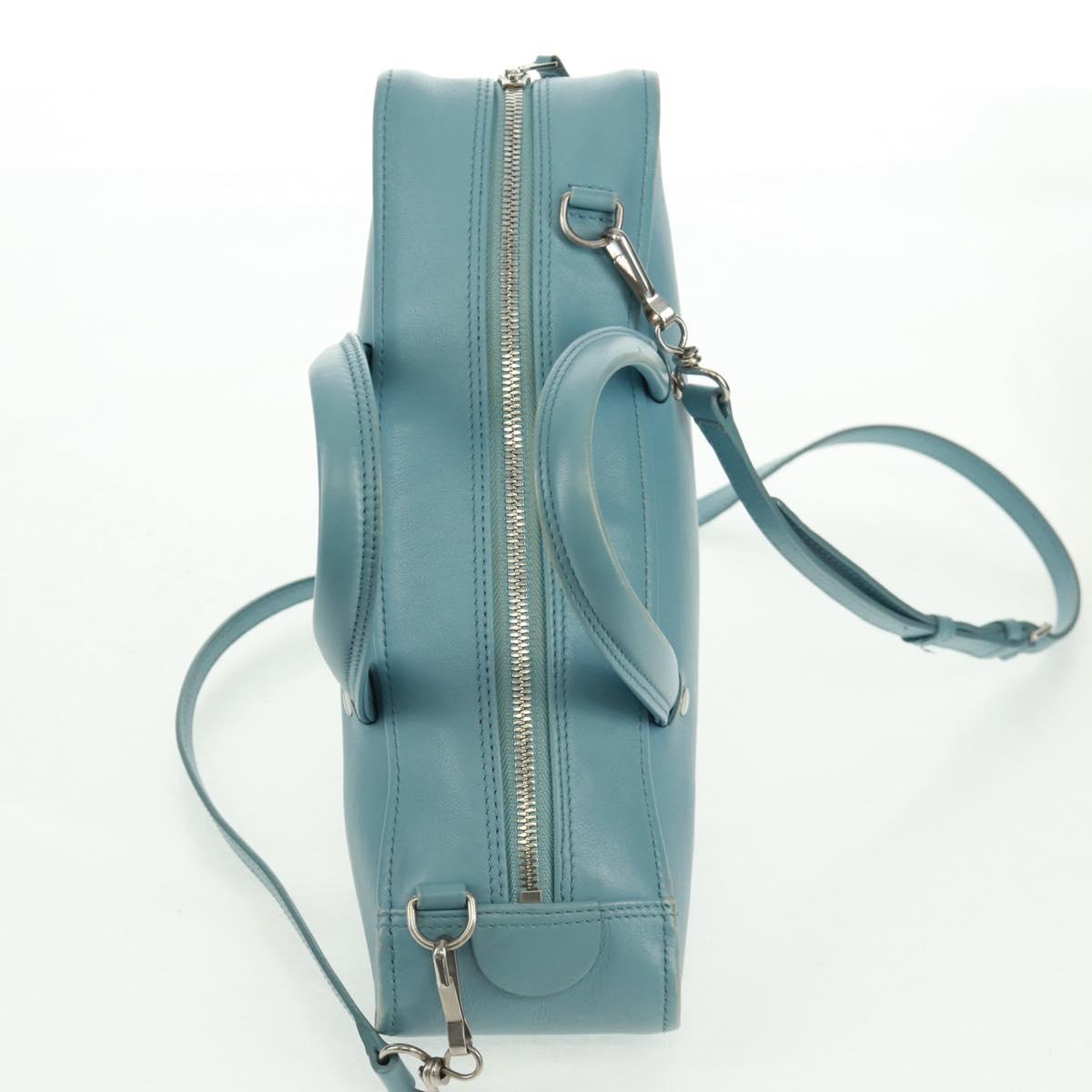 BALENCIAGA Triangle S Hand Bag Leather 2way Light Blue Silver 476975 Auth 161230