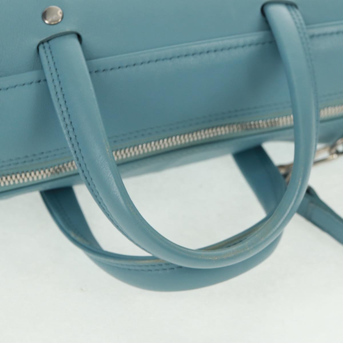 BALENCIAGA Triangle S Hand Bag Leather 2way Light Blue Silver 476975 Auth 161230