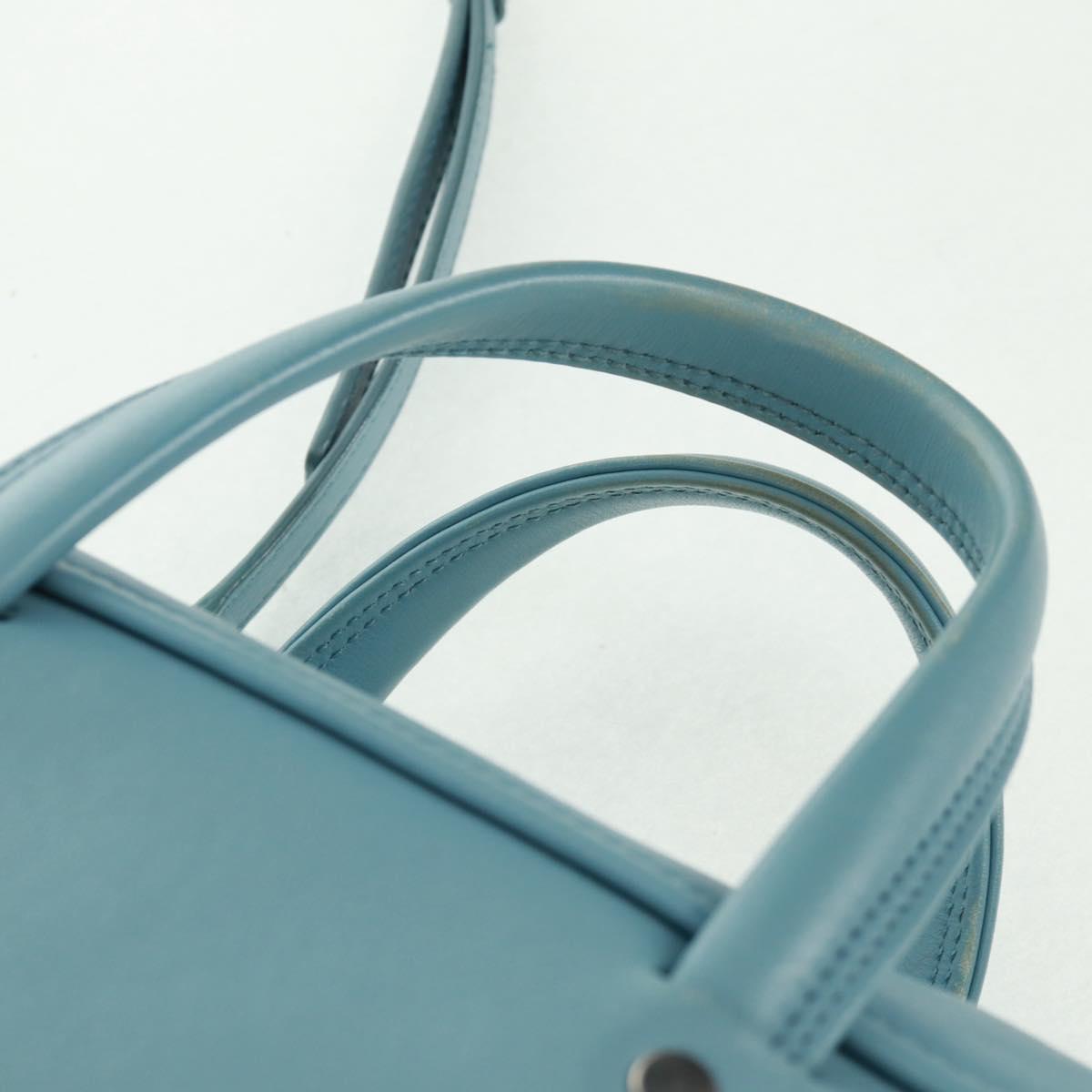 BALENCIAGA Triangle S Hand Bag Leather 2way Light Blue Silver 476975 Auth 161230