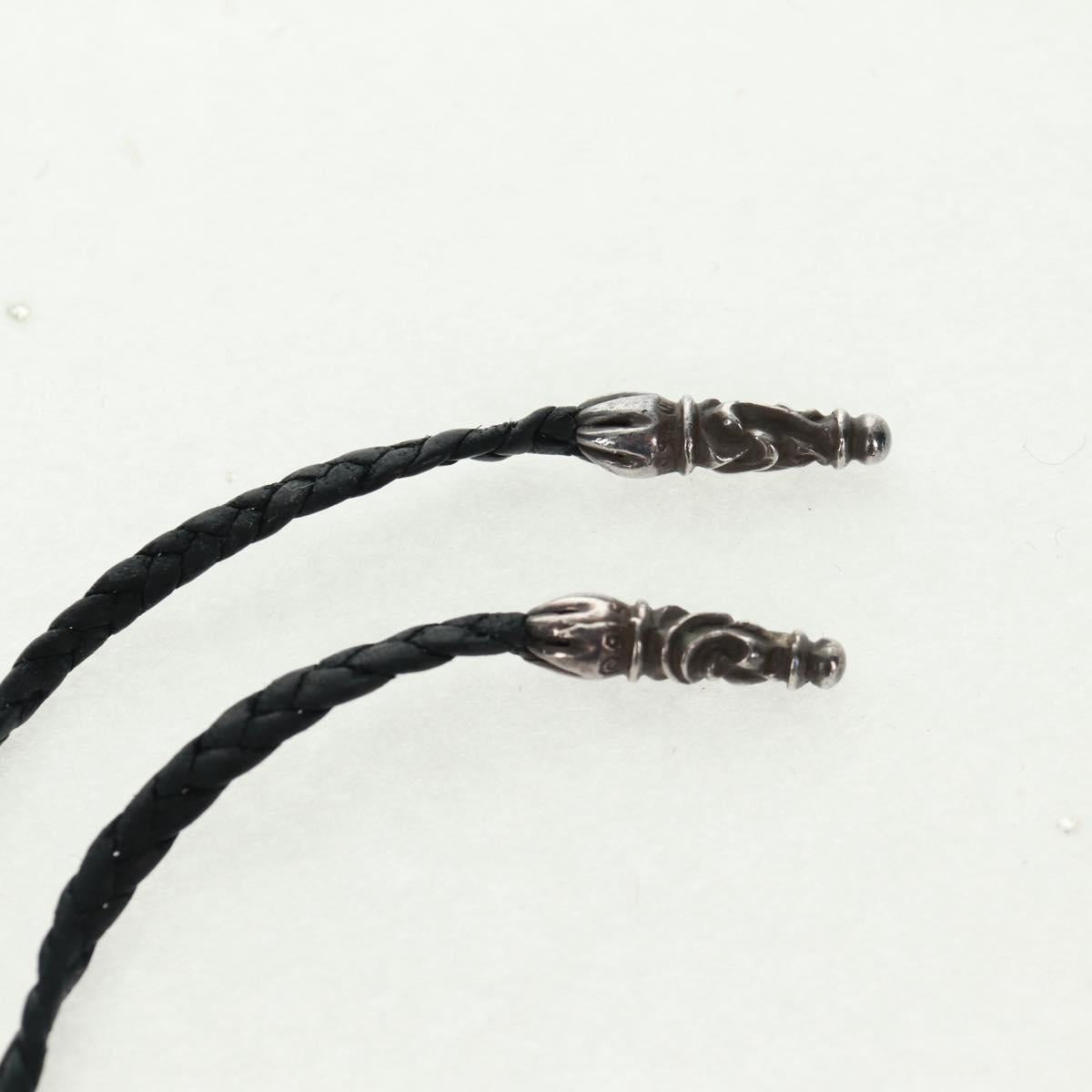 Chrome Hearts Small Vulcan Cross Double Leather Blade Ag925 Silver Auth 161235SM