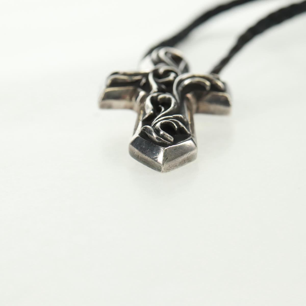 Chrome Hearts Small Vulcan Cross Double Leather Blade Ag925 Silver Auth 161235SM