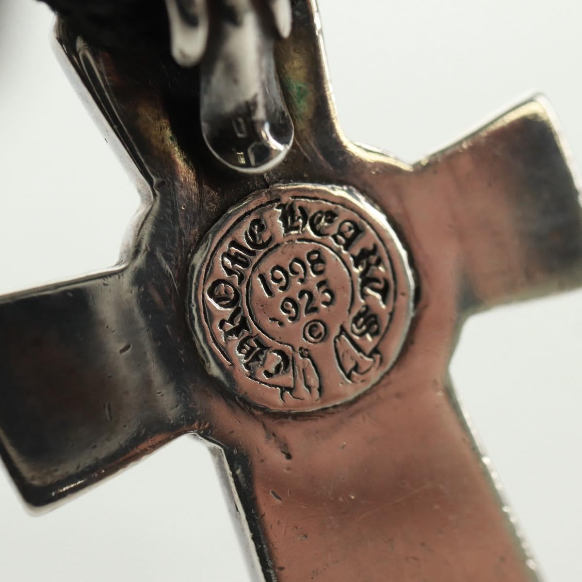 Chrome Hearts Small Vulcan Cross Double Leather Blade Ag925 Silver Auth 161235SM