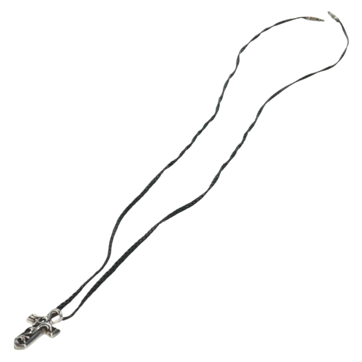 Chrome Hearts Small Vulcan Cross Double Leather Blade Ag925 Silver Auth 161235SM