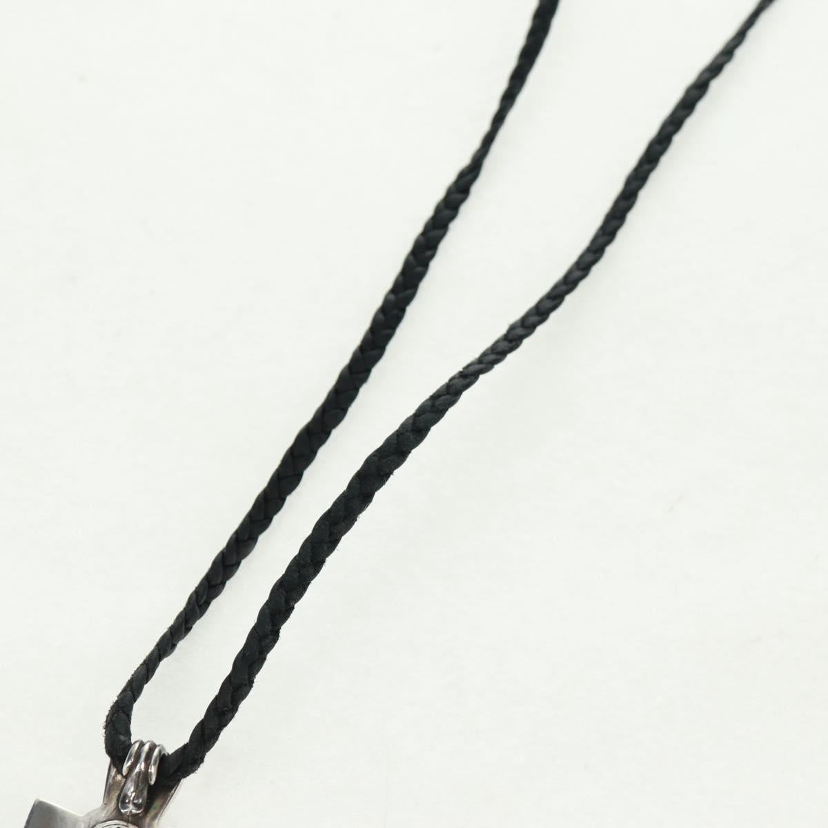 Chrome Hearts Small Vulcan Cross Double Leather Blade Ag925 Silver Auth 161235SM