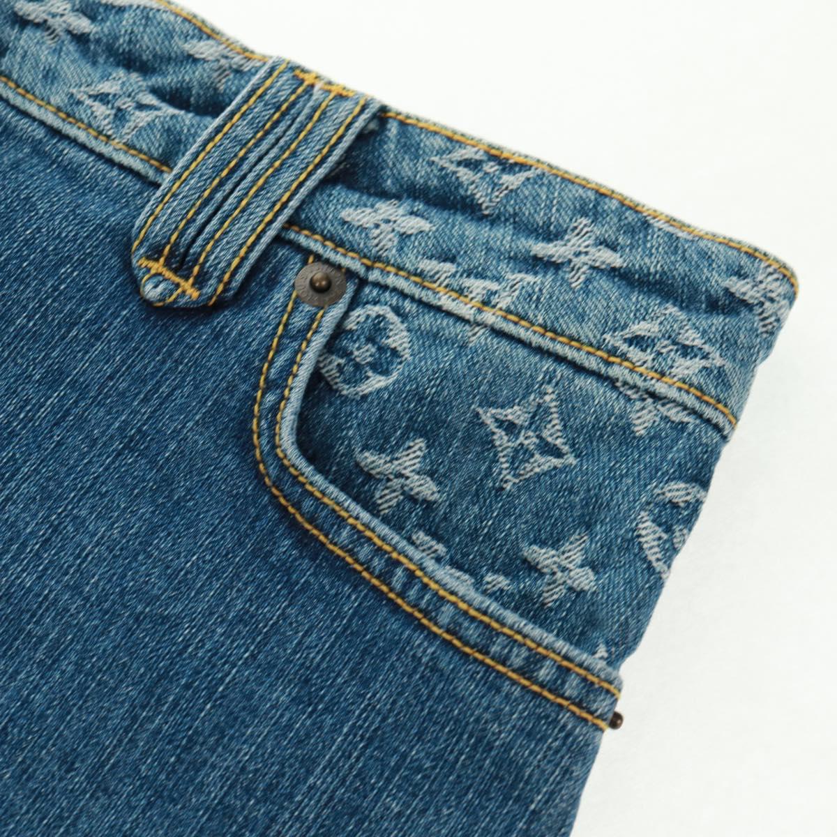 LOUIS VUITTON Monogram Denim Skirt Blue LV Auth 161260M