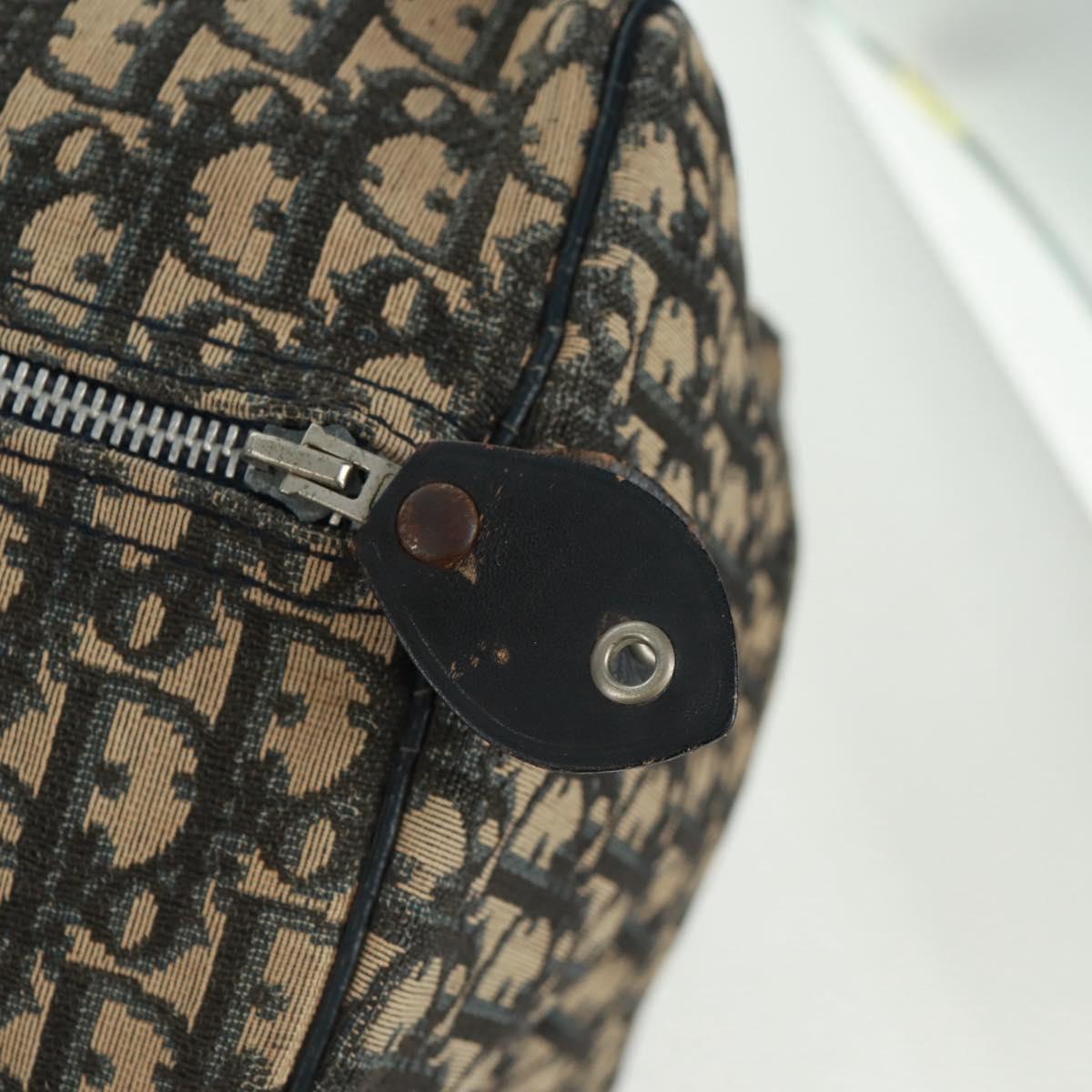 Christian Dior Trotter Canvas Boston Bag Navy Silver Auth 161273