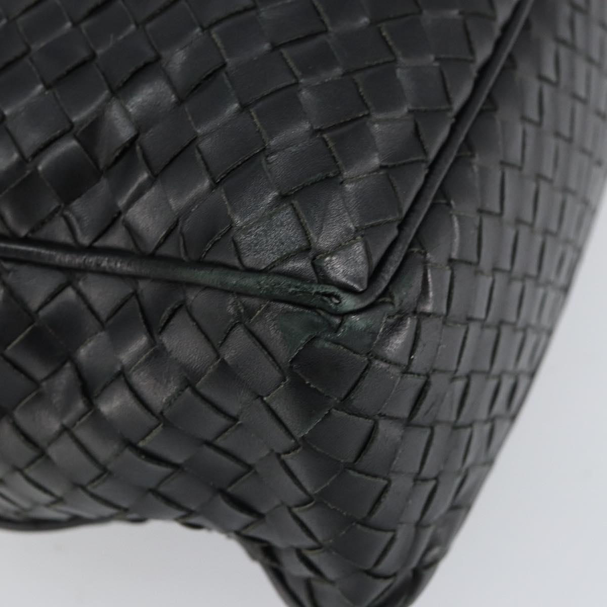 BOTTEGA VENETA INTRECCIATO Shoulder Bag Leather Black Auth 161278