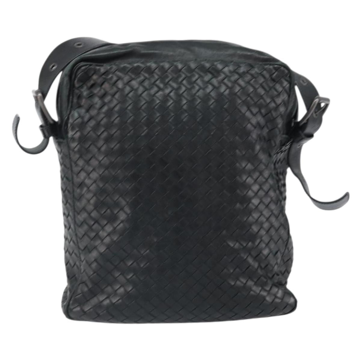 BOTTEGA VENETA INTRECCIATO Shoulder Bag Leather Black Auth 161278