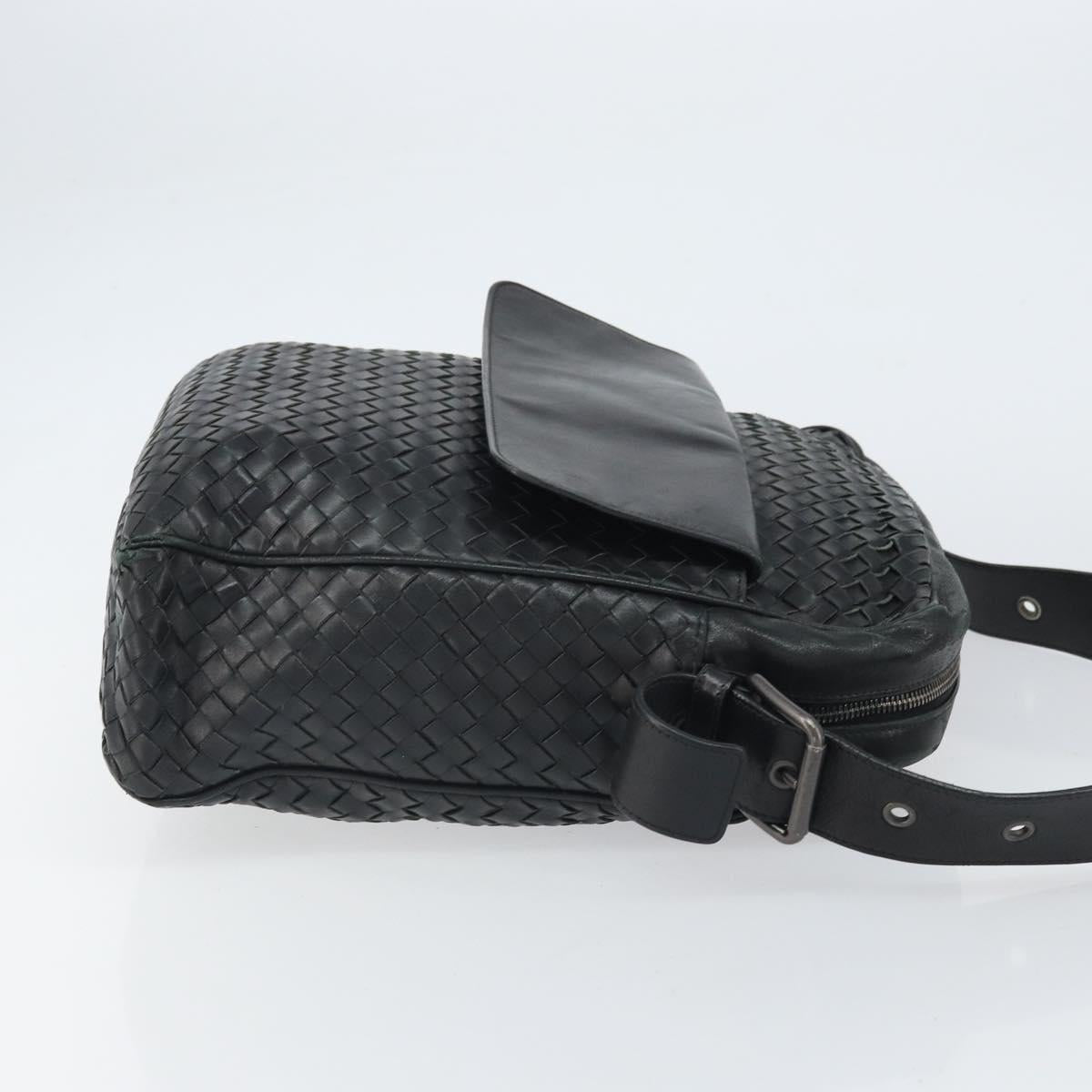 BOTTEGA VENETA INTRECCIATO Shoulder Bag Leather Black Auth 161278