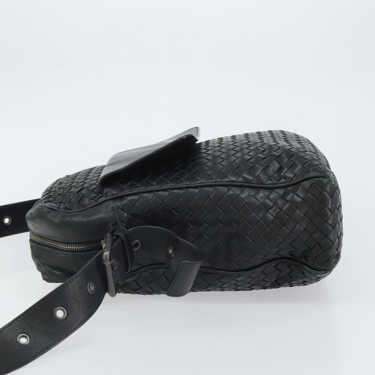 BOTTEGA VENETA INTRECCIATO Shoulder Bag Leather Black Auth 161278