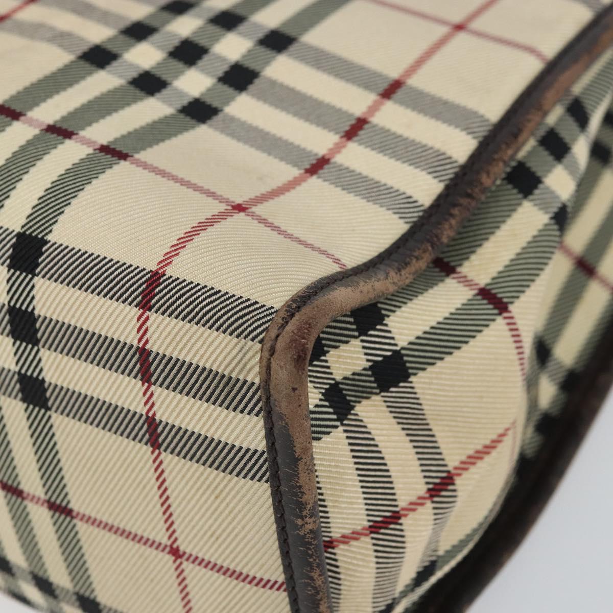 BURBERRY Nova Check Hand Bag Canvas Blue Silver Auth 161282