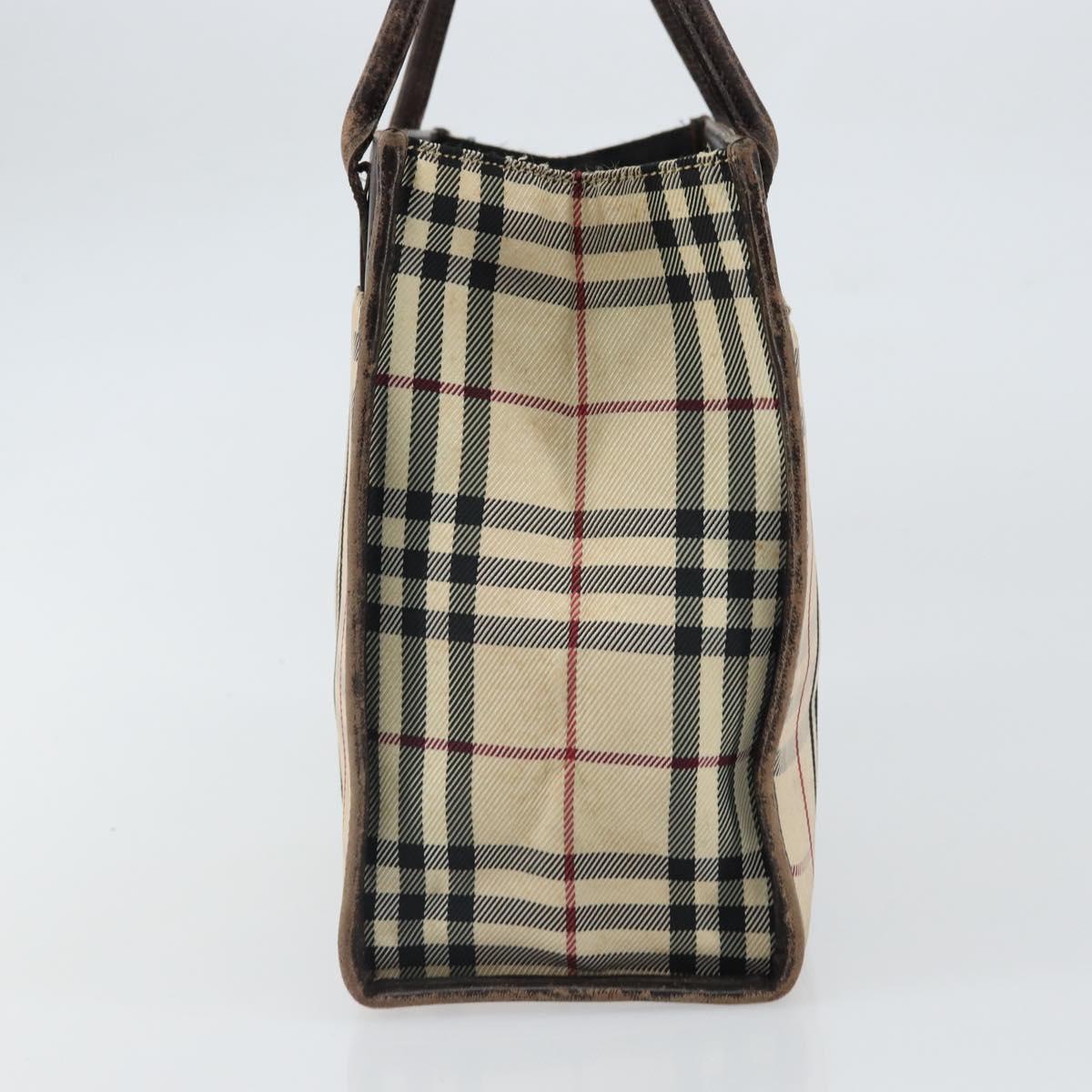 BURBERRY Nova Check Hand Bag Canvas Blue Silver Auth 161282