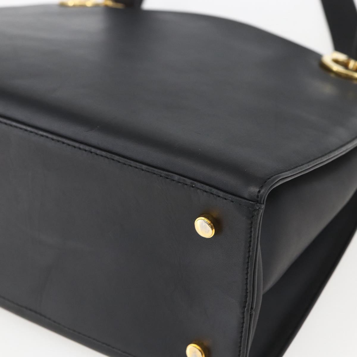 Salvatore Ferragamo Gancini Shoulder Bag Leather Black Gold Auth 161284
