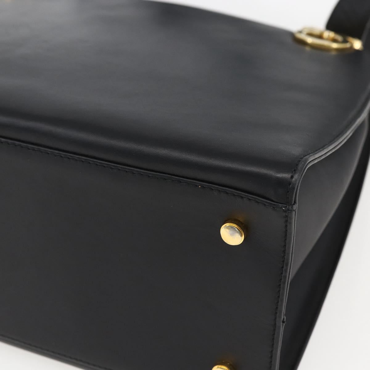 Salvatore Ferragamo Gancini Shoulder Bag Leather Black Gold Auth 161284