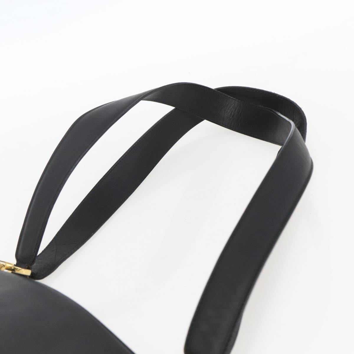 Salvatore Ferragamo Gancini Shoulder Bag Leather Black Gold Auth 161284