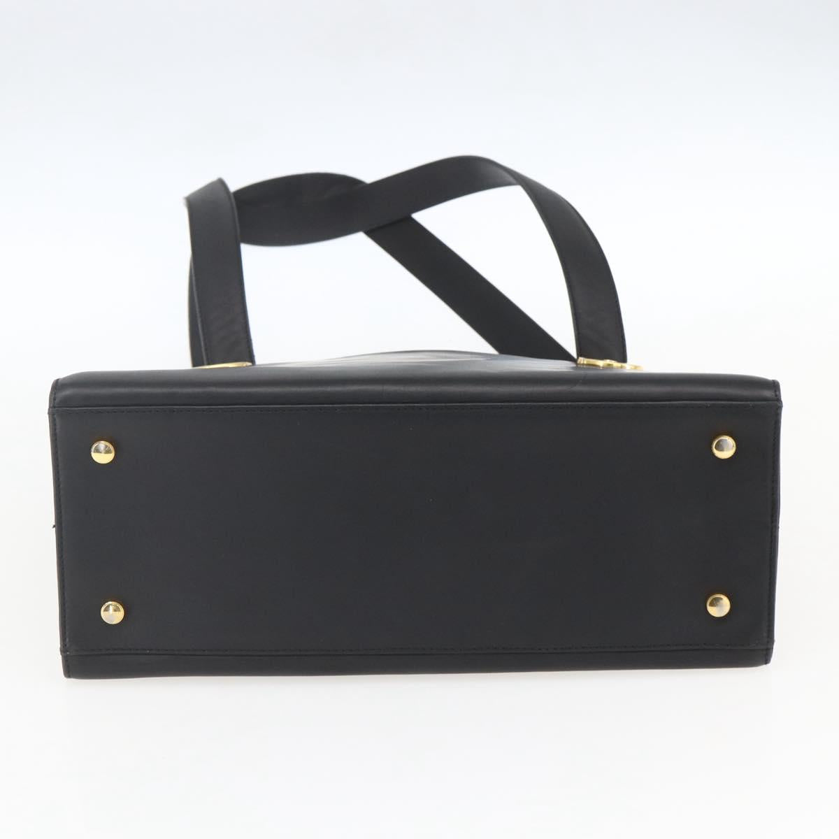 Salvatore Ferragamo Gancini Shoulder Bag Leather Black Gold Auth 161284