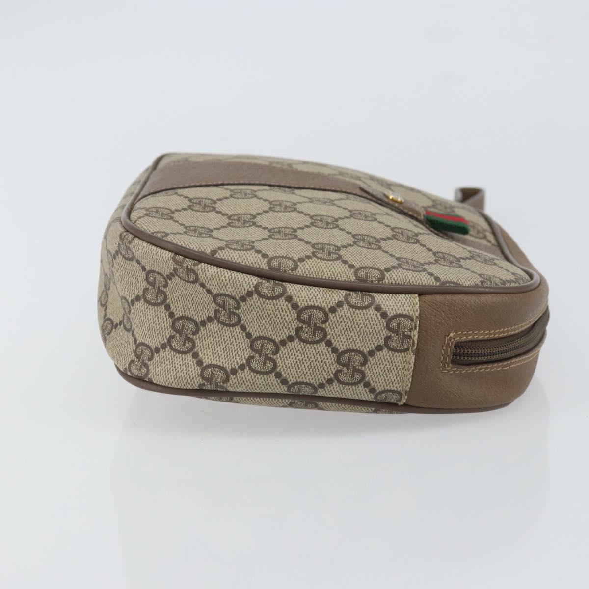 GUCCI GG Supreme Web Sherry Line Clutch Bag PVC Beige Gold 89 01 034 Auth 161289