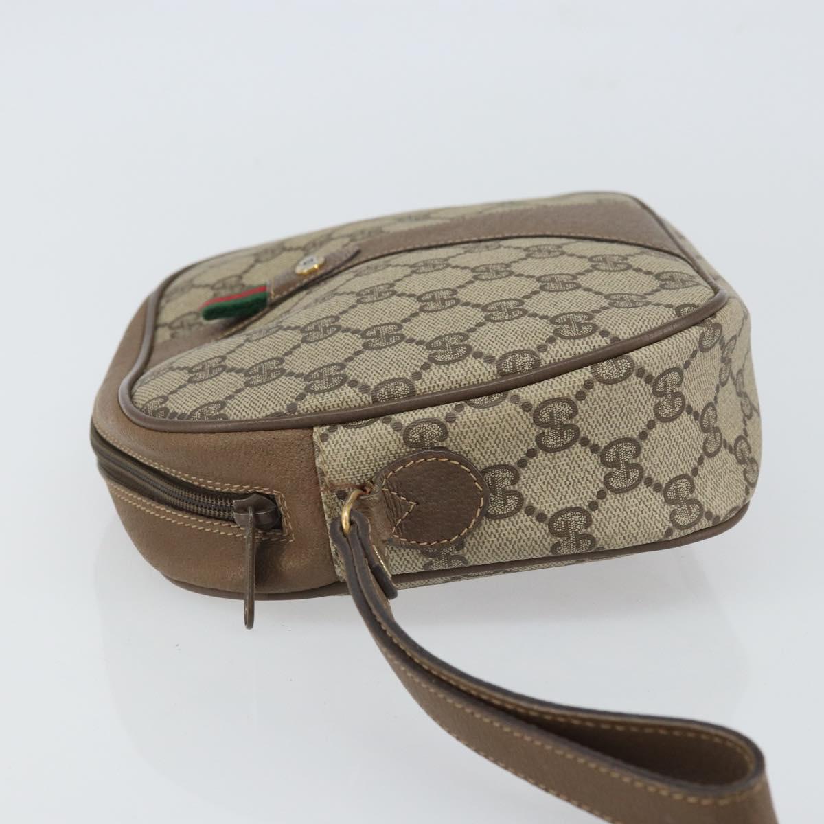GUCCI GG Supreme Web Sherry Line Clutch Bag PVC Beige Gold 89 01 034 Auth 161289