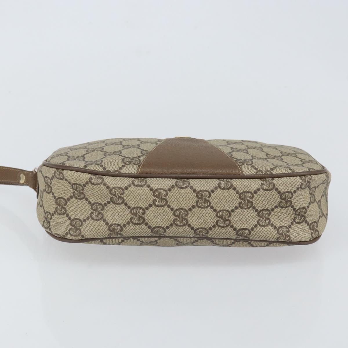 GUCCI GG Supreme Web Sherry Line Clutch Bag PVC Beige Gold 89 01 034 Auth 161289