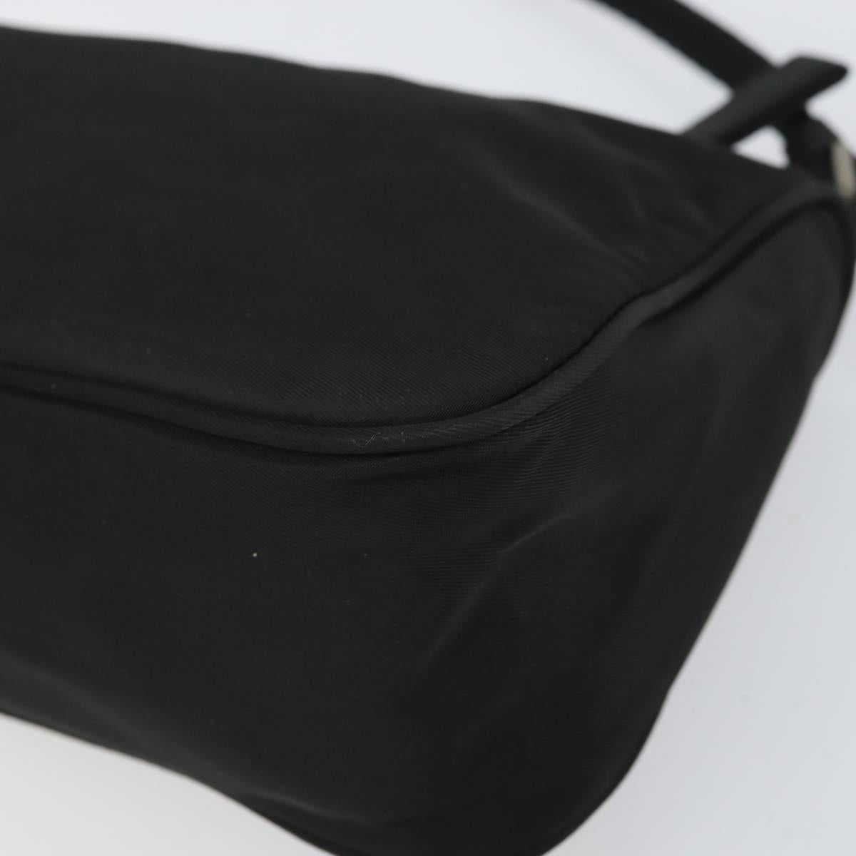 PRADA Hand Pouch Nylon Black Silver Auth 161300