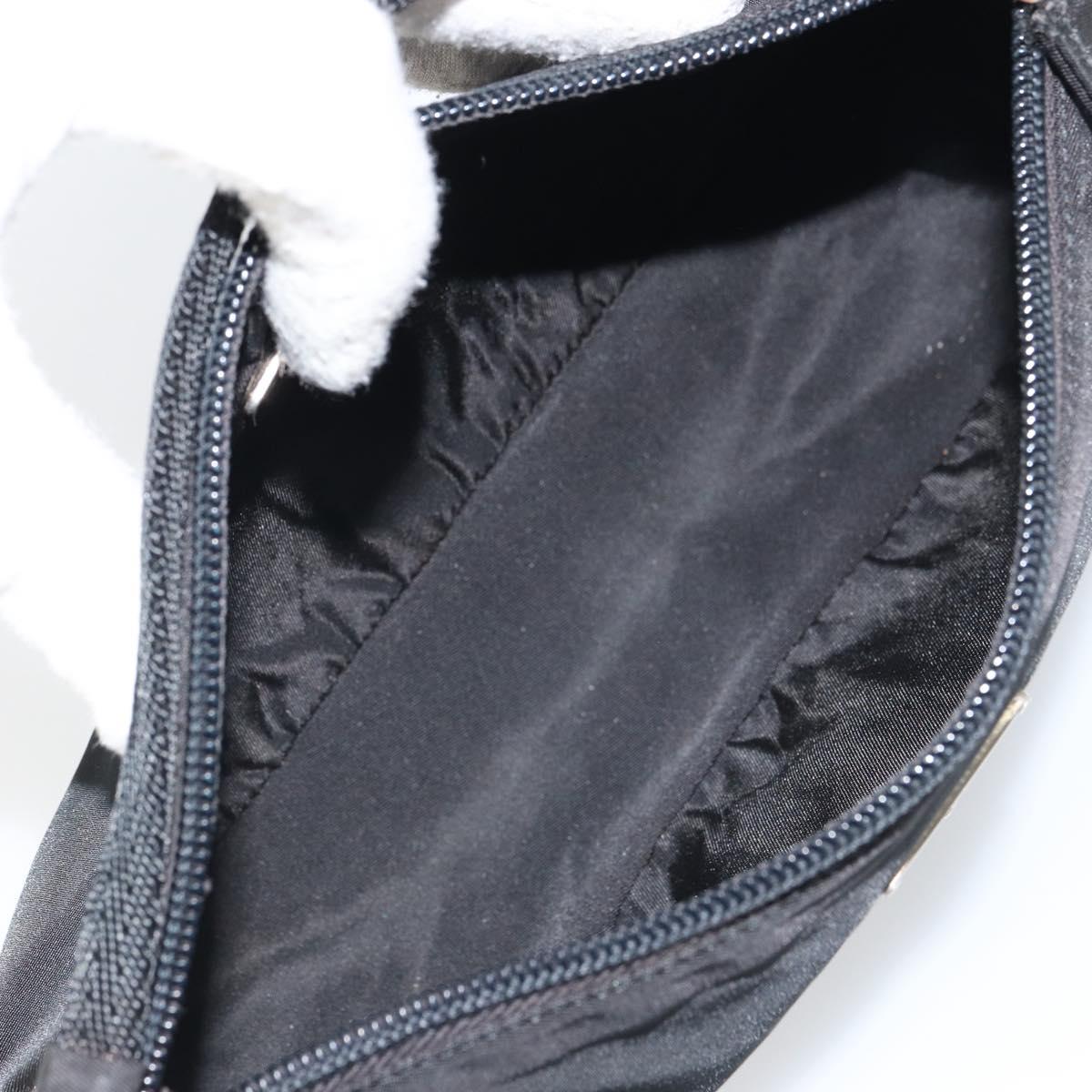 PRADA Hand Pouch Nylon Black Silver Auth 161300