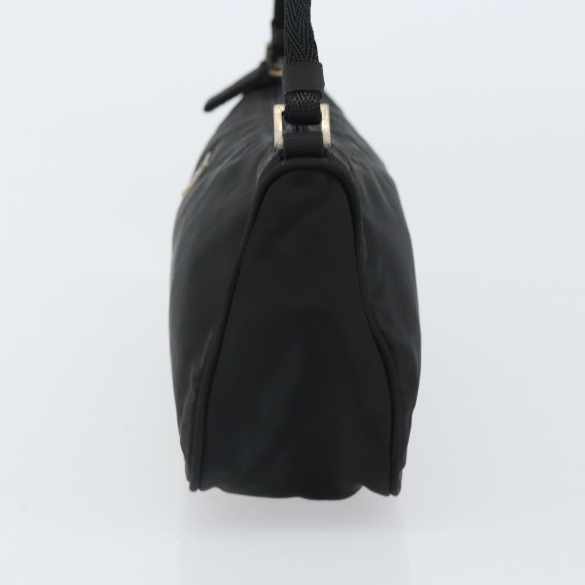 PRADA Hand Pouch Nylon Black Silver Auth 161300