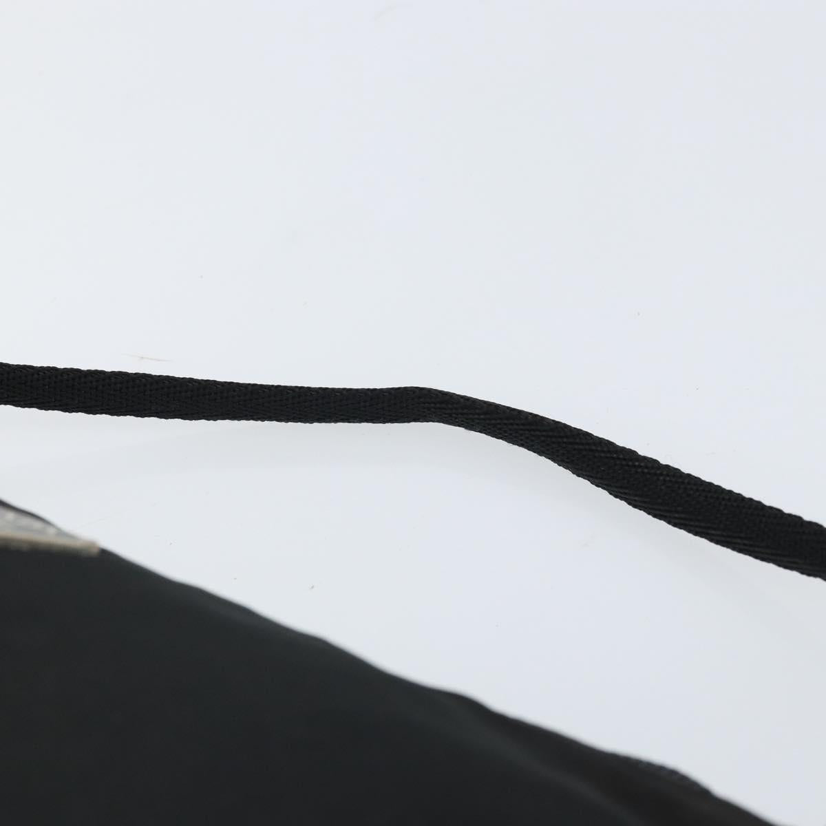 PRADA Hand Pouch Nylon Black Silver Auth 161300