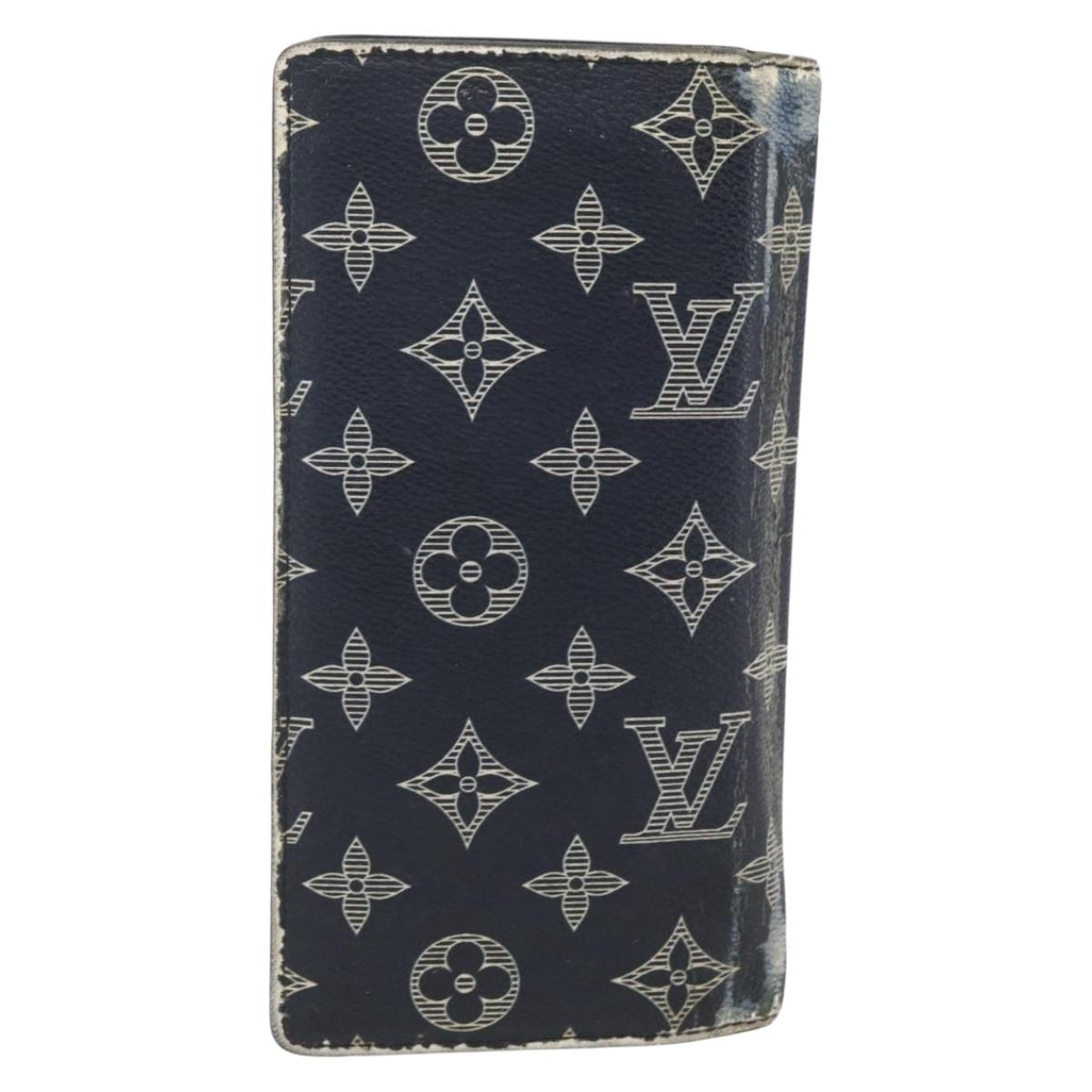 LOUIS VUITTON Monogram Savanna Portefeuille Braza Wallet Navy M66025 Auth 161319