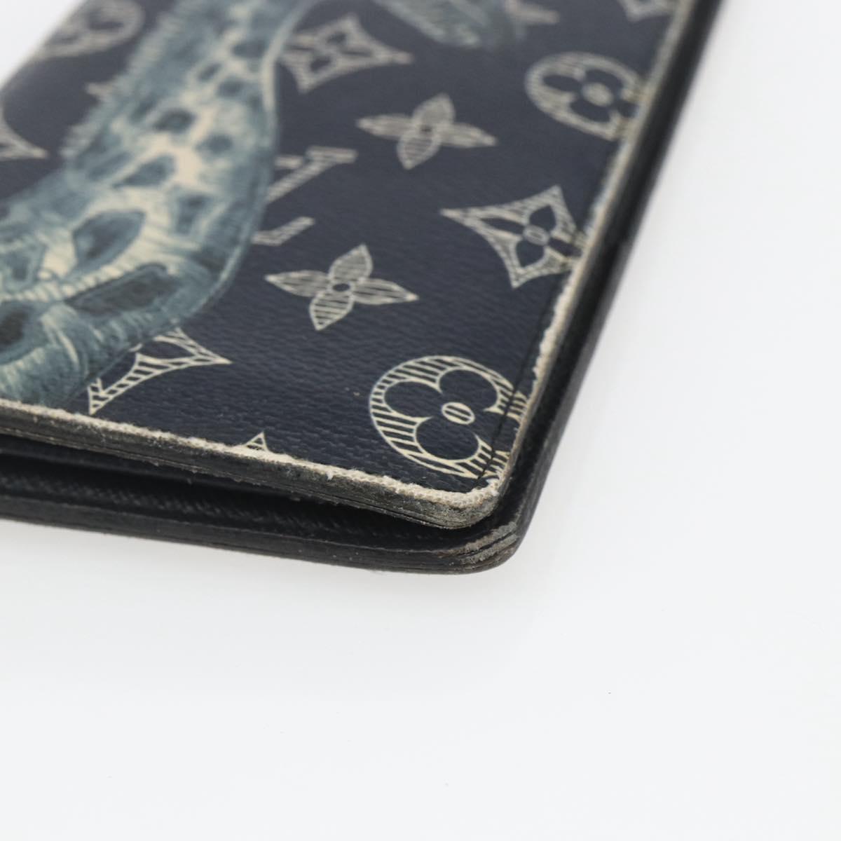LOUIS VUITTON Monogram Savanna Portefeuille Braza Wallet Navy M66025 Auth 161319