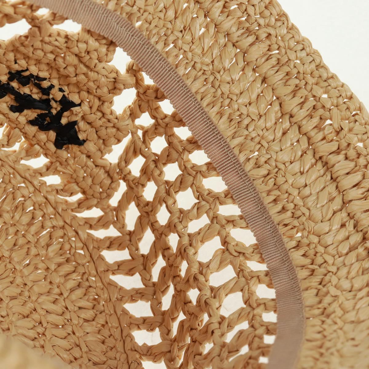 PRADA Bucket Hat Raffia S Beige Auth 161326M
