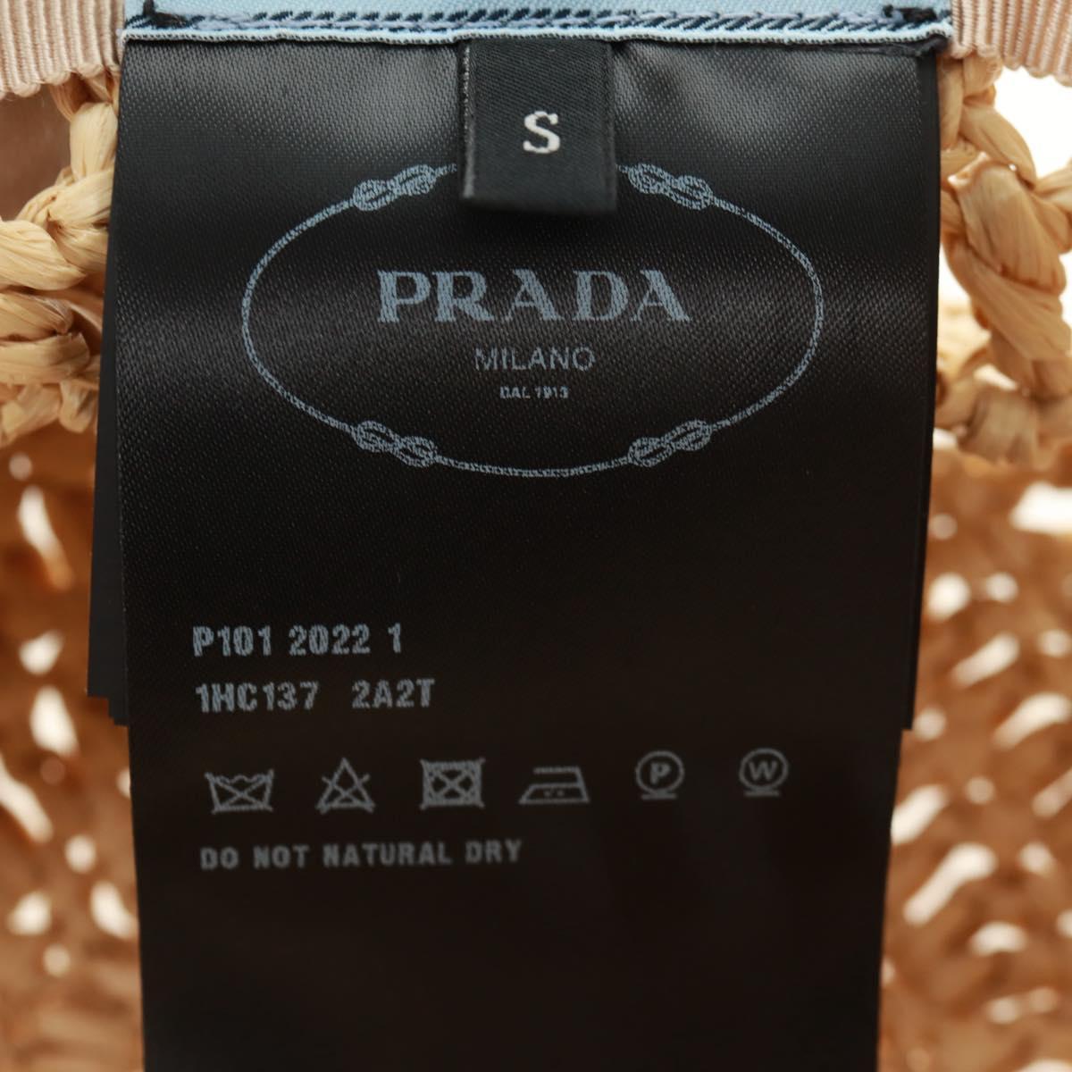 PRADA Bucket Hat Raffia S Beige Auth 161326M