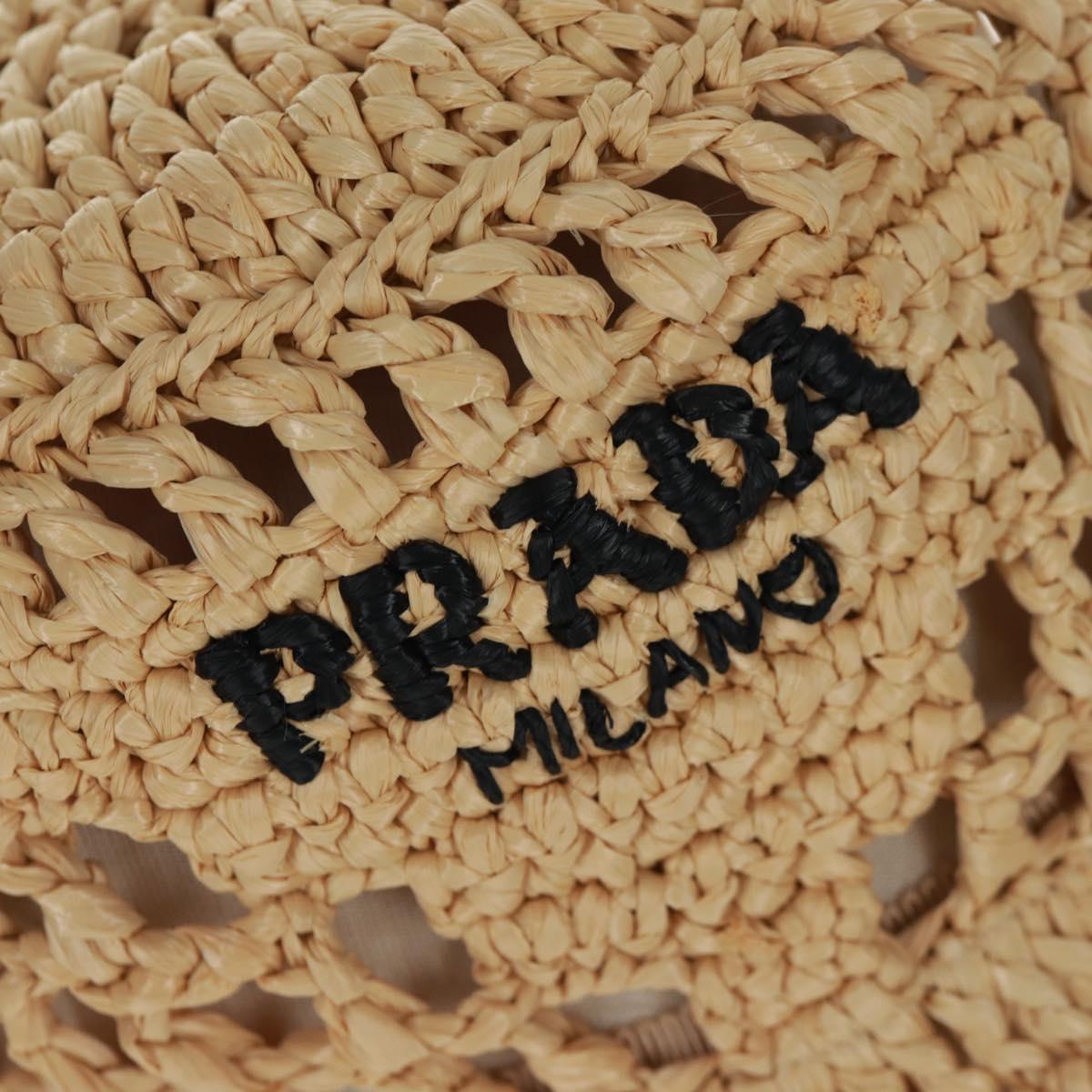 PRADA Bucket Hat Raffia S Beige Auth 161326M