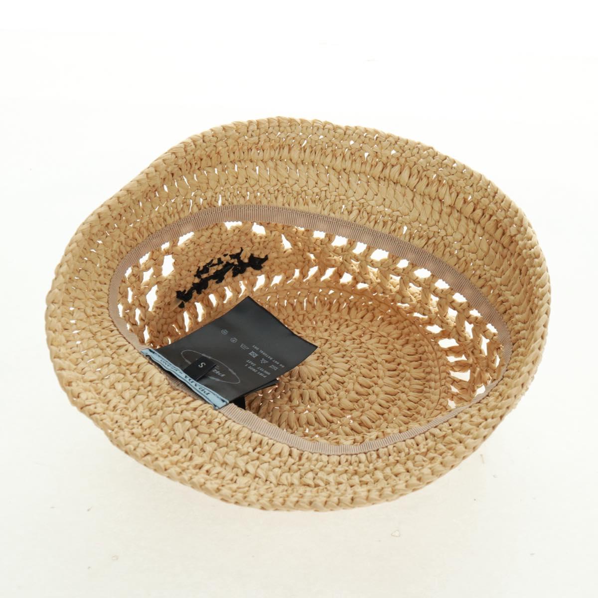 PRADA Bucket Hat Raffia S Beige Auth 161326M