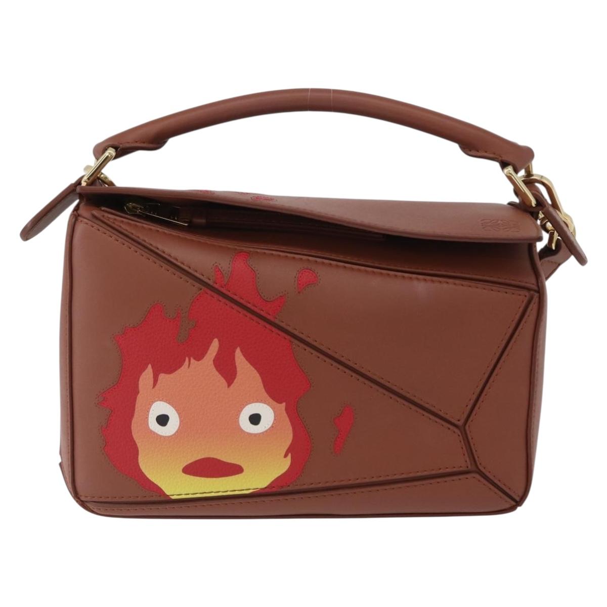 LOEWE Studio Ghibli Calcifer Mini Puzzle Bag Leather 2way Brown Auth 161329SM