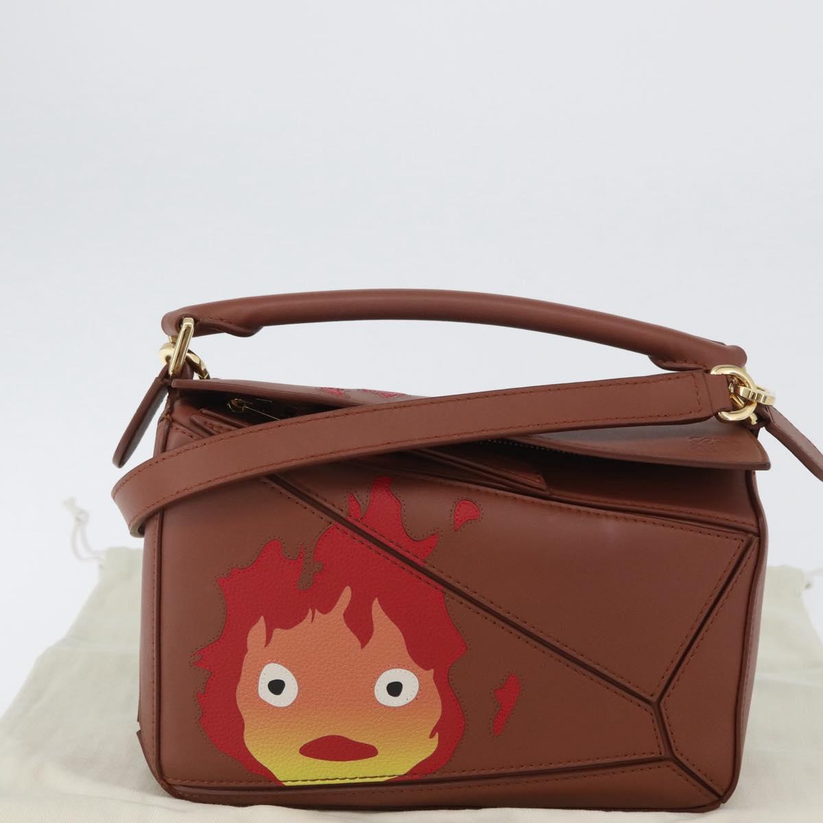 LOEWE Studio Ghibli Calcifer Mini Puzzle Bag Leather 2way Brown Auth 161329SM