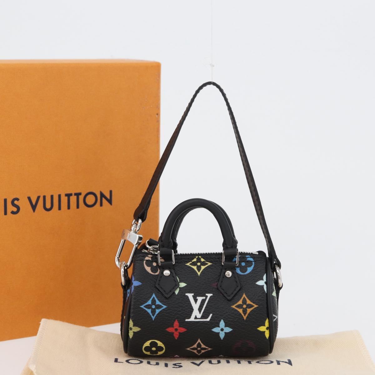 LOUIS VUITTON Multicolor Micro Speedy Bag Charm Black M02459 LV Auth 161332SM