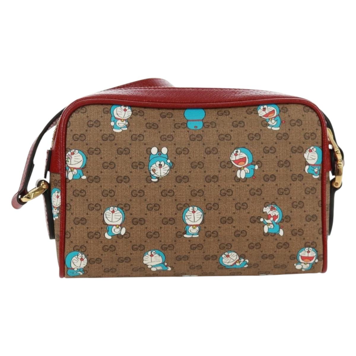 GUCCI Micro GG Supreme Doraemon Shoulder Bag PVC Beige Gold 647784 Auth 161334SM
