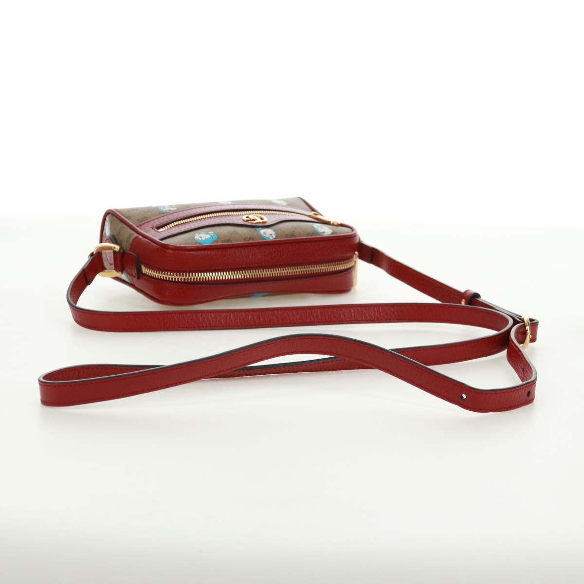 GUCCI Micro GG Supreme Doraemon Shoulder Bag PVC Beige Gold 647784 Auth 161334SM