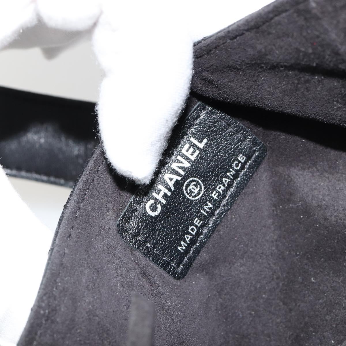 CHANEL Matelasse Coin Purse Lamb Skin Black Silver CC Auth 161338A