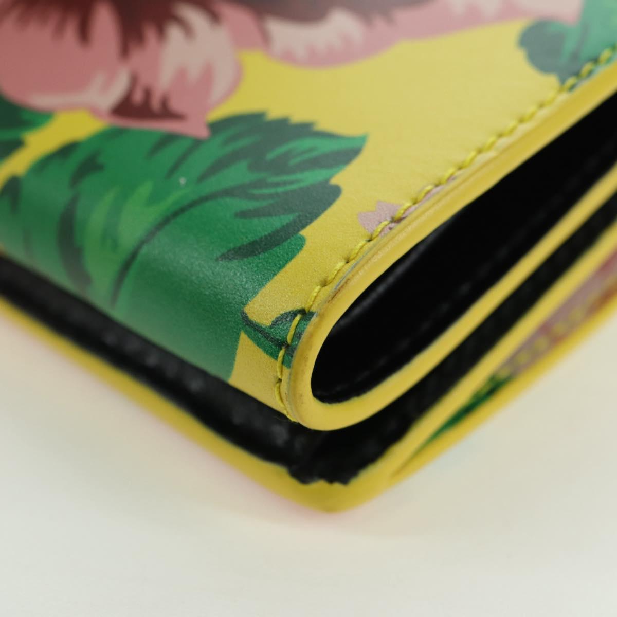 BALENCIAGA Paper Mini Wallet Trifold Leather Yellow Silver 391446 Auth 161339M