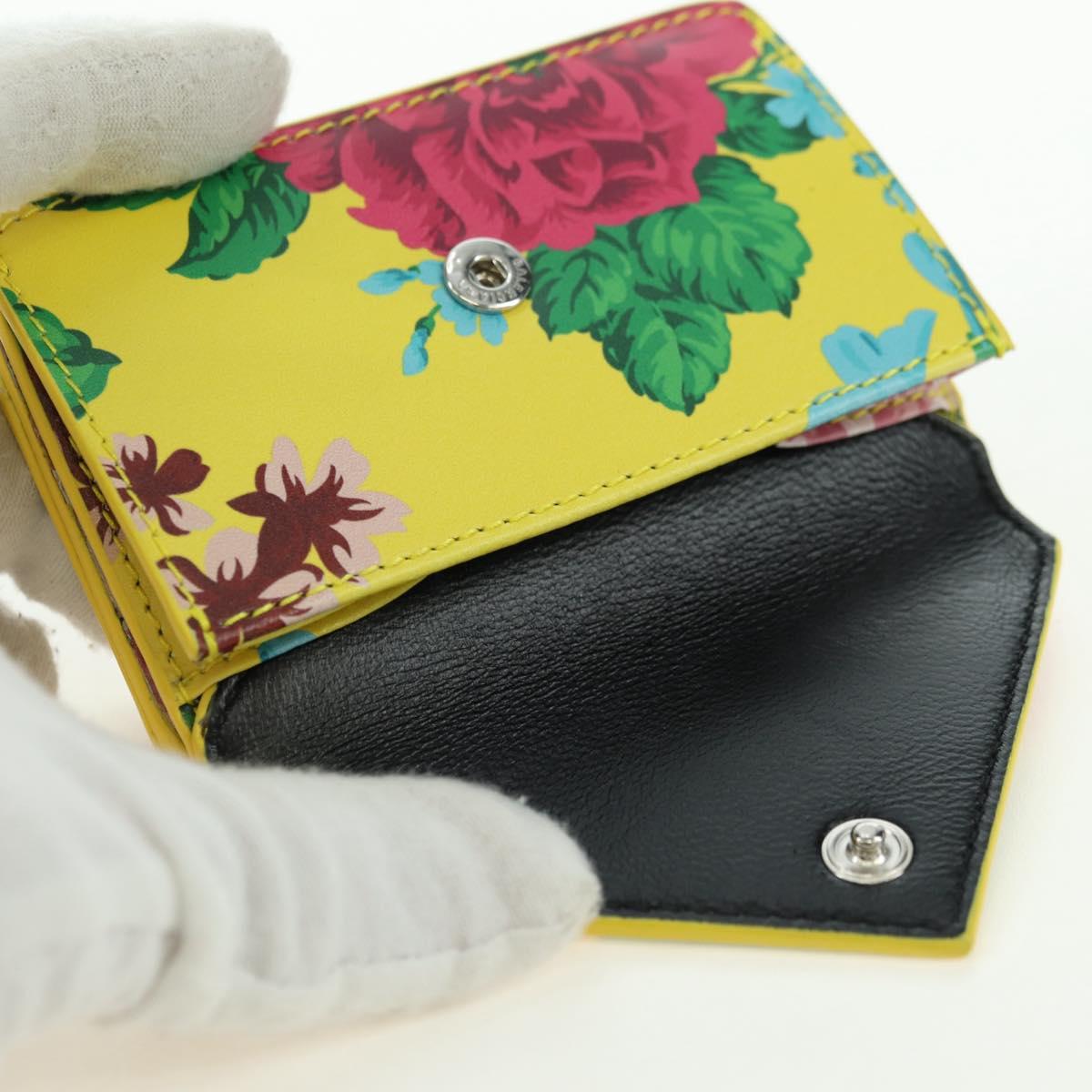 BALENCIAGA Paper Mini Wallet Trifold Leather Yellow Silver 391446 Auth 161339M