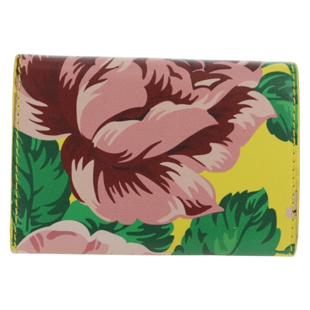 BALENCIAGA Paper Mini Wallet Trifold Leather Yellow Silver 391446 Auth 161339M