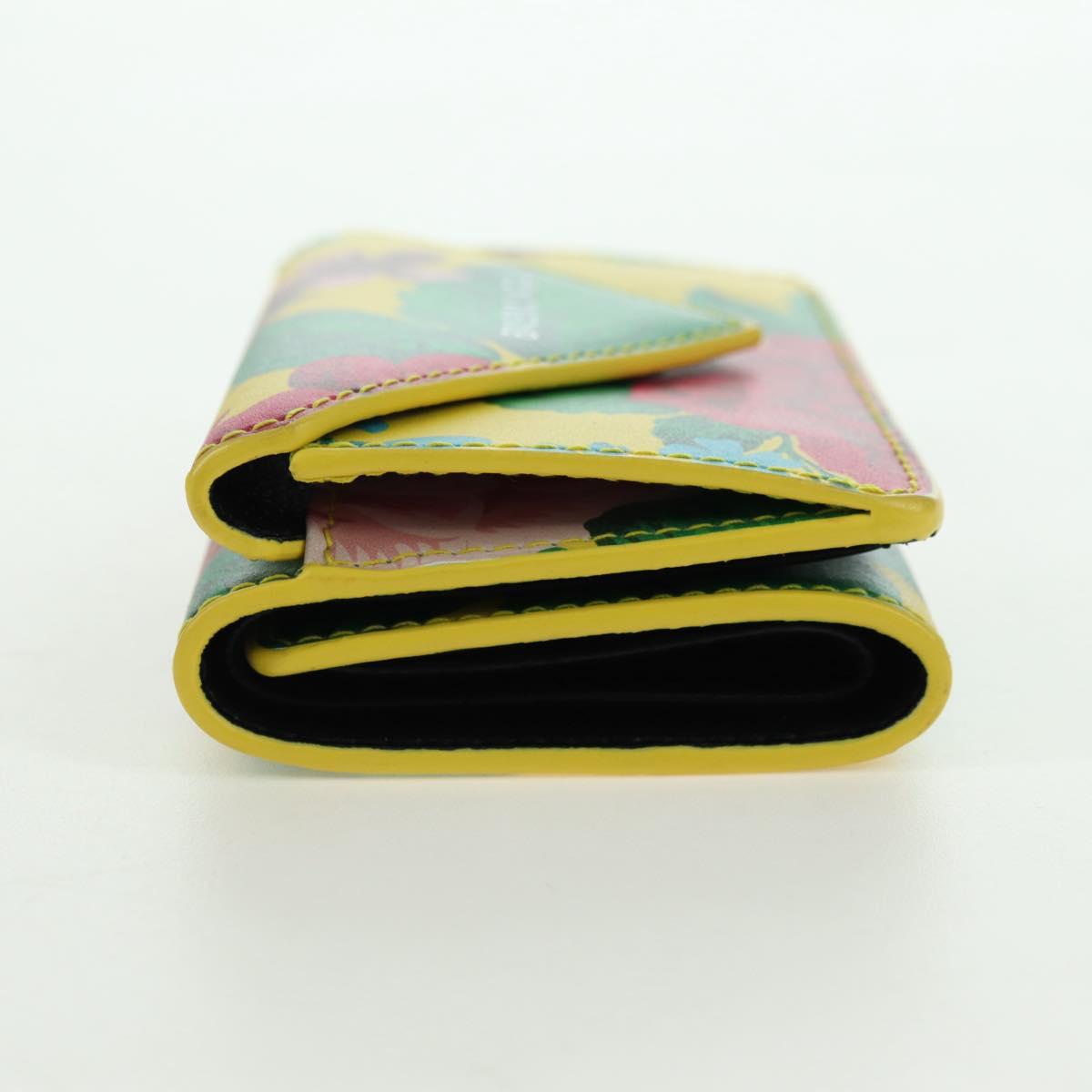 BALENCIAGA Paper Mini Wallet Trifold Leather Yellow Silver 391446 Auth 161339M