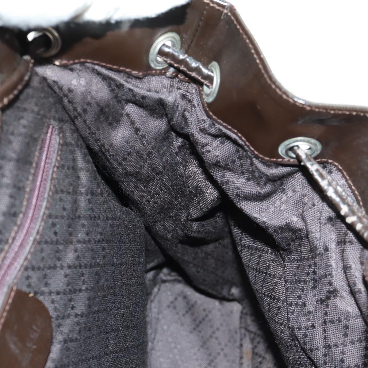 GUCCI Bamboo Backpack Nylon Brown Silver 003 1119 0016 Auth 161351