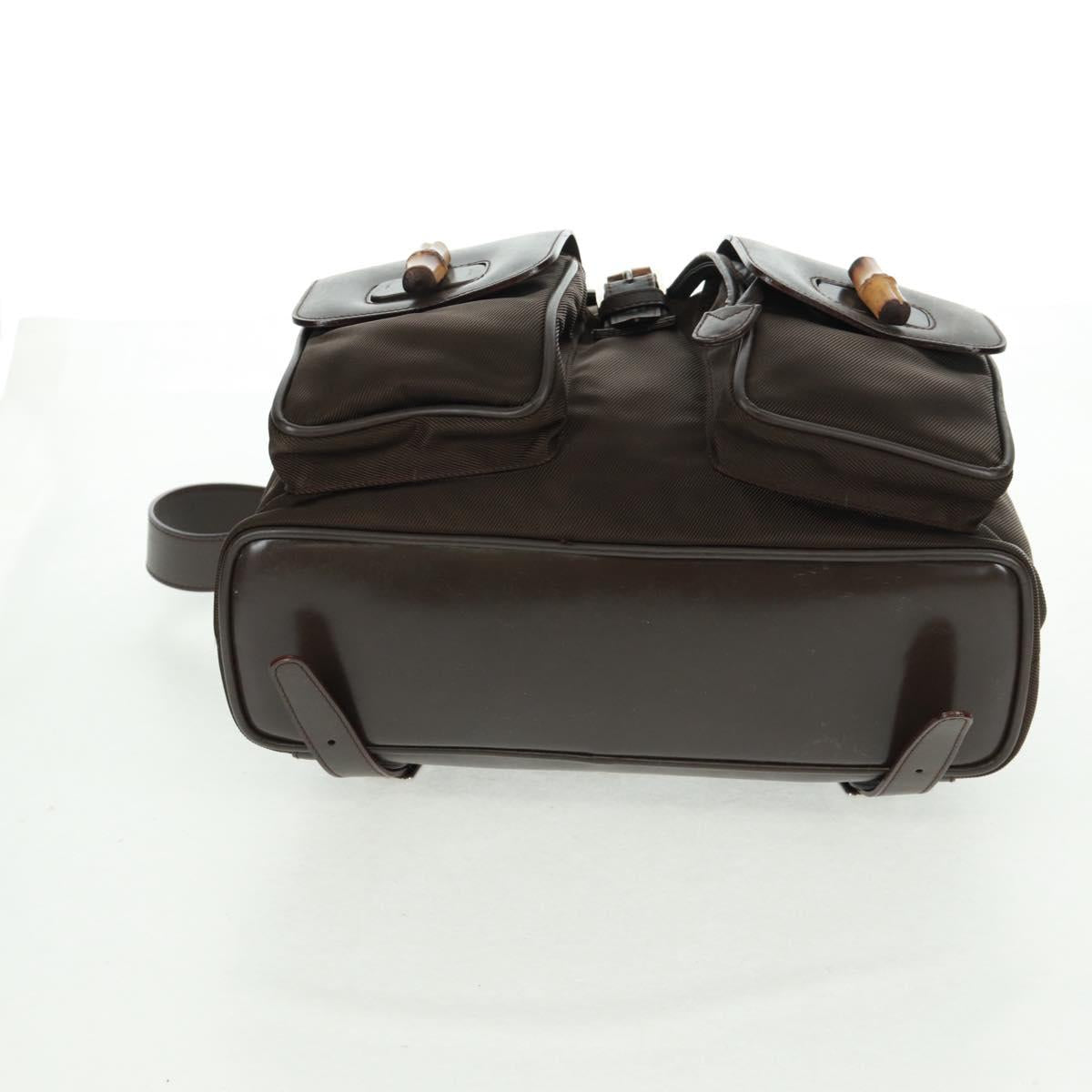 GUCCI Bamboo Backpack Nylon Brown Silver 003 2058 0016 5 Auth 161352